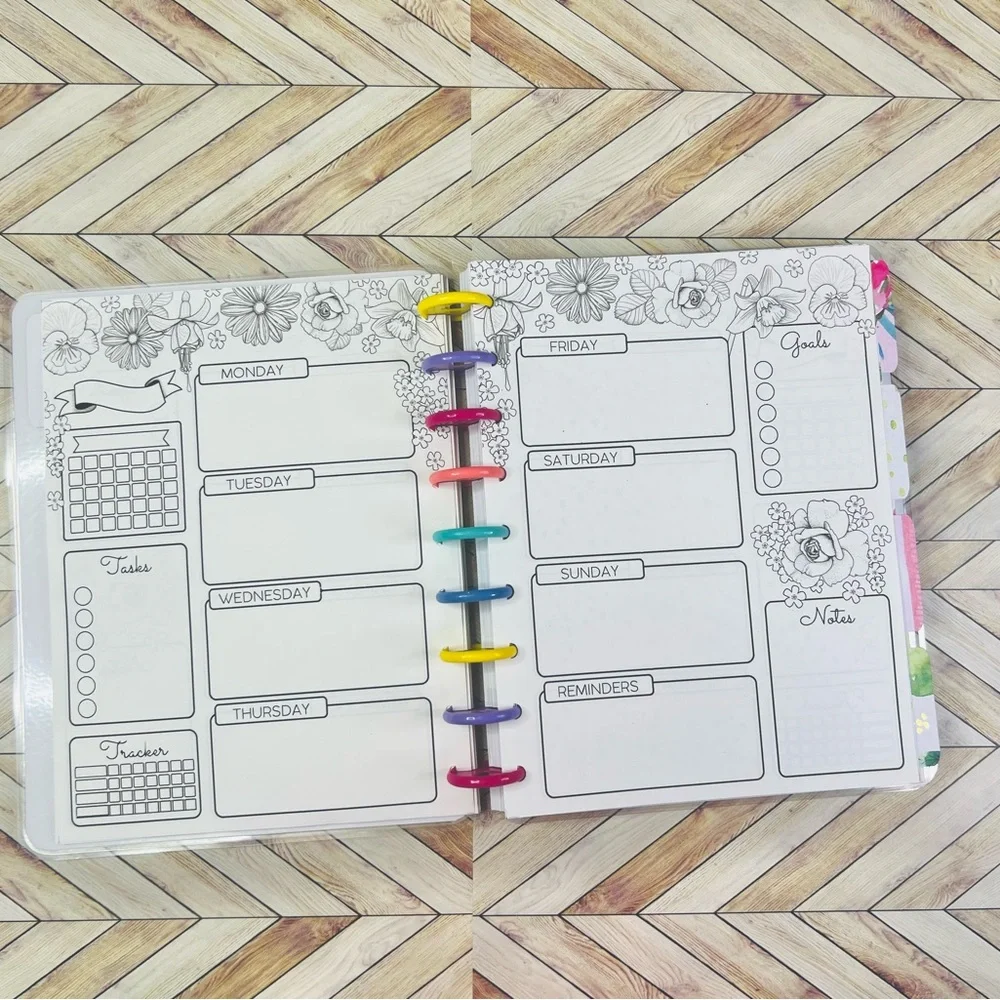 Classic happy planner size undated 12 months tropical turtle aloha flowers